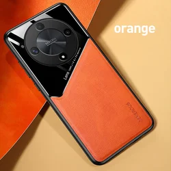Leather Camera Protection Case with Car Mount and Magnetic Shielding for Honor X6 4G (Orange)