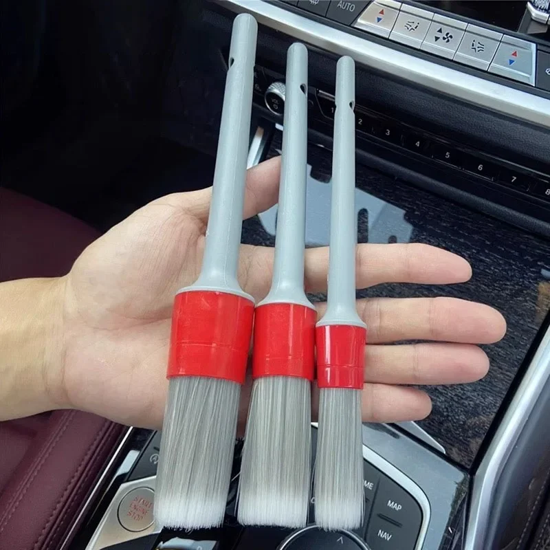 Premium 3-Piece Interior Detail Brush Set with Boar Hair Bristles