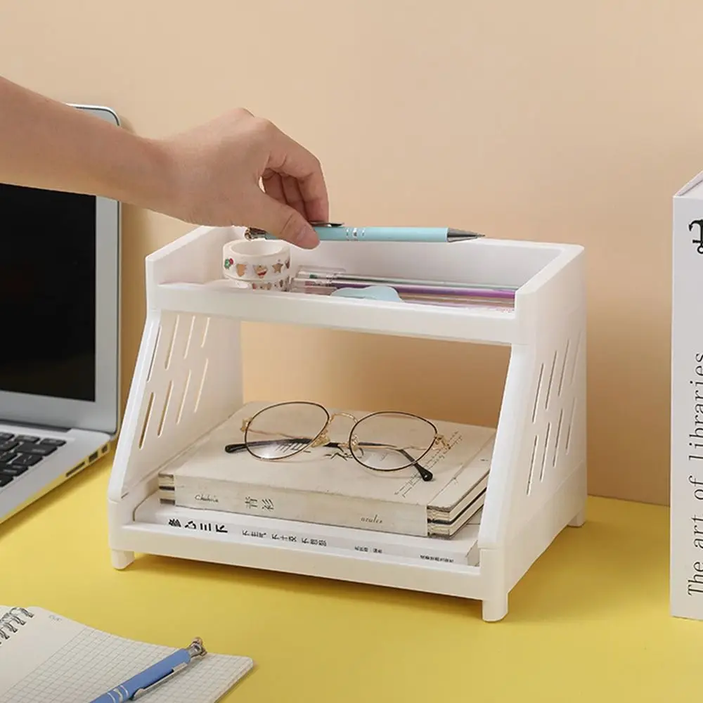 Desk Organizer Storage Organizer Bag Organizer Double Layer Desktop Storage Rack Multifunctional Cosmetic Sundries Storage Shelf Desktop Stationery Holder Kitchen