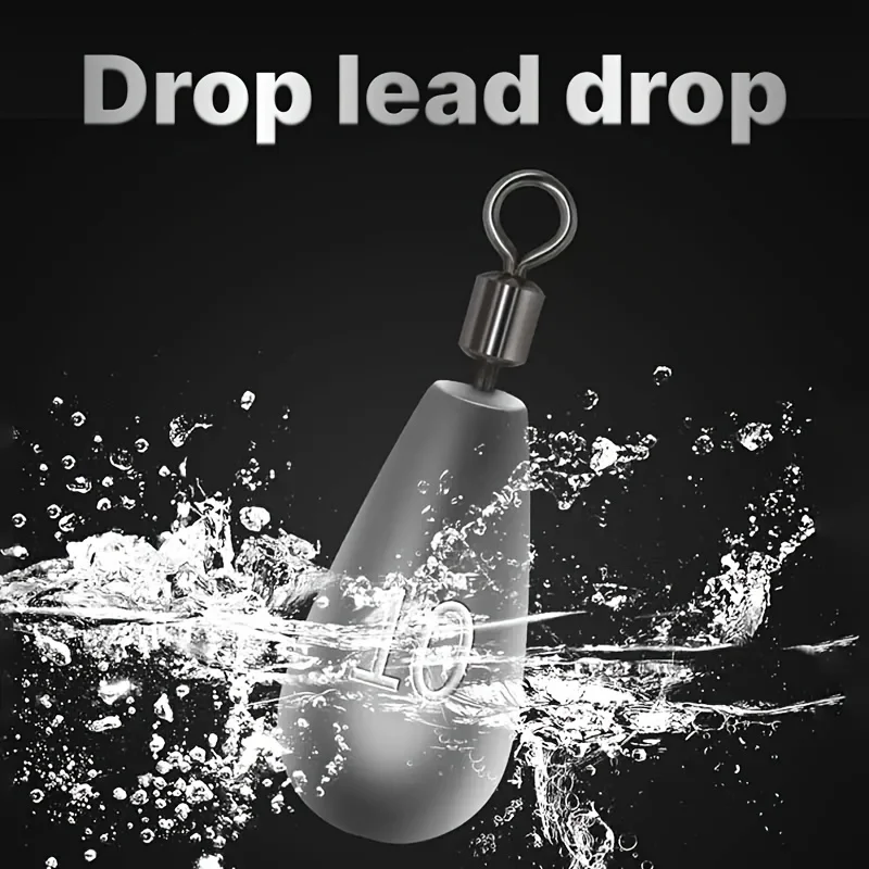 10pcs Bullet Lead 8-Character Ring Water Drop Shape Fishing Sinkers-Quick Release, Adjustable, Durable, Corrosion Resistant Fi