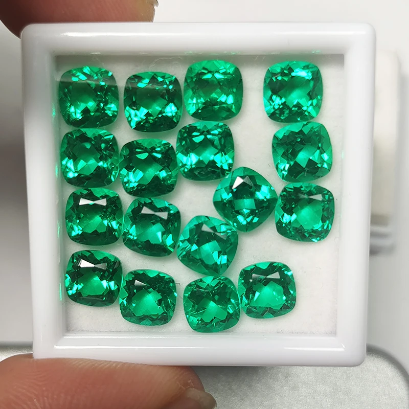 콜롬비아 랩 생성 에메랄드 합성 에메랄드 스톤, 열수 랩 생성 에메랄드 원석 쿠션, AGL 인증 