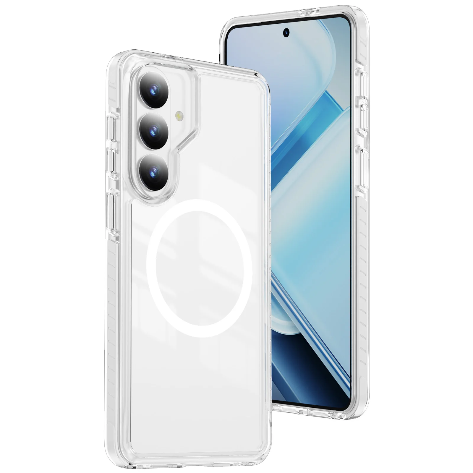 Enhanced Magnetic Transparent Shockproof Phone Case with Airbag Protection