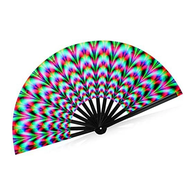 

1 Piece Women Raves Fold Hand Fan Multicolor Folding Fans Party Club Prom Disco Freaky Pub Decorative