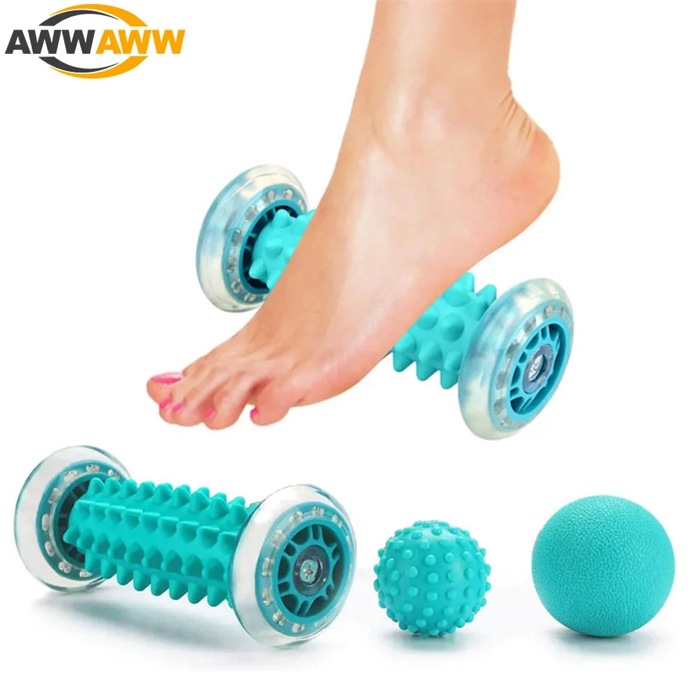 Foot Massager Massage Roller Balls Kit Yoga Sport Fitness Ball for Hand Leg Back Pain Therapy Deep Tissue Trigger Point Recovery colorful airtight inflatable gymnastics training roller inflatable cylinder training sport fitness air mat for sale