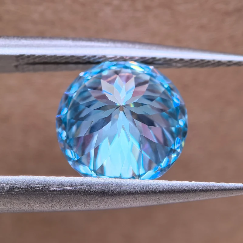 Moissanite 100 Faces Cut Round Shape Aquamarine Color VVS1 Charms Beads for DIY Jewelry Making Materials with GRA Certificate moissanite jewelry materials loose beads for jewelry making