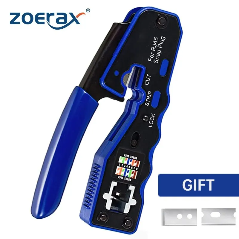 Easy Ethernet Rj45 Crimp Tool Kit Pass Through And Standard Cat6 Cat6A Cat5 Cat5e Rj45 Crimping Tool With 50pcs Rj45 Cat6 Pass Through Connectors 20pcs Covers 1 Network Cable Tester 2 Wire