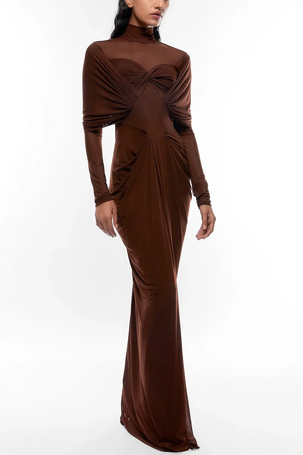 Customized Customized Classic Chiffon Mermaid Evening Dress Elegant High Collar Long Sleeves فساتين سهره نسائيه فخمة Saudi Arabi
