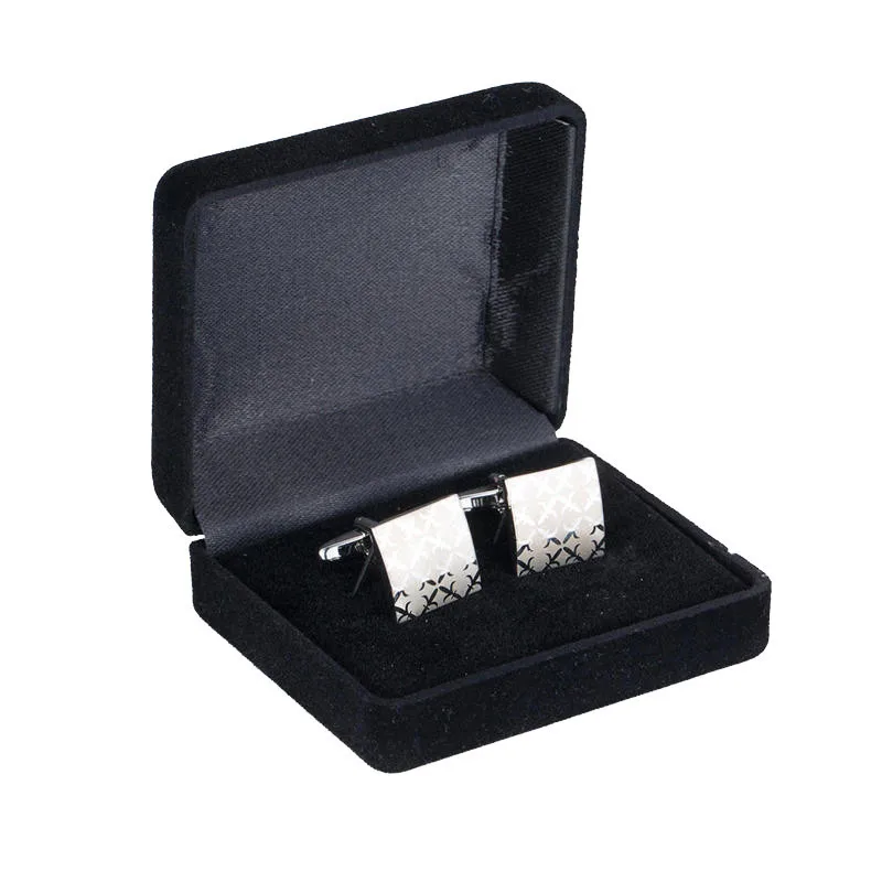 Wholeslae Men's Cufflinks Packaging Box Black Leatherette Organizer Jewelry Cuff Links Storage Case Christmas Gift Casket