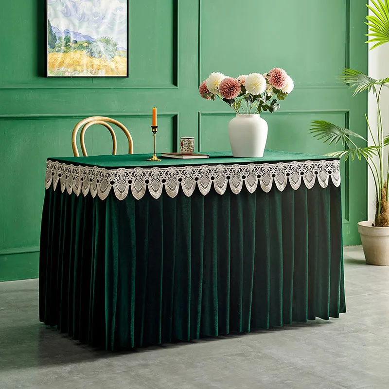 Thickened Velvet Table Skirt Tablecloth Hotel Conference Buffet Event Convention Sign-in Table Cloth Skirt