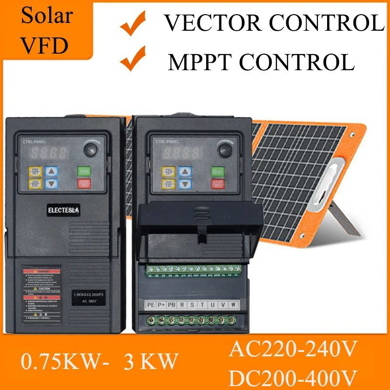 

Solar Water Pump Inverter DC400V Or AC220V Input Sun Power Energy 2.2KW Variable Frequency Speed Controller For Water Pump VFD