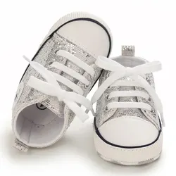 Meckior Infant Soft Sole Anti-Slip Canvas Sneakers - 12-18 months (Silver)