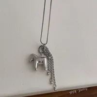 Colliers pendentifs à pampilles en forme de cheval à surface lisse Minar INS Fashion pour femmes, chaîne serpent plaquée argent, longue chaîne pour pull 3