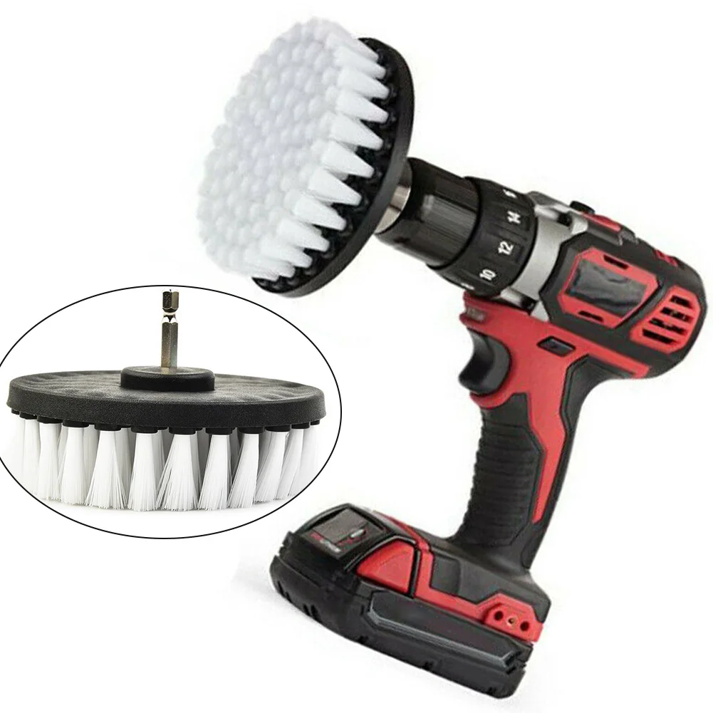 5 Inch White Car Wheel Electric Cleaning Drill Brush Soft Brush Decontamination For Glass Furniture Tire Cleaning car cleaning accessories,wheel cleaning brush,car cleaning tool,wheel brush,wheel tire cleaning brush,electric scrubber brush,drill brush attachment set