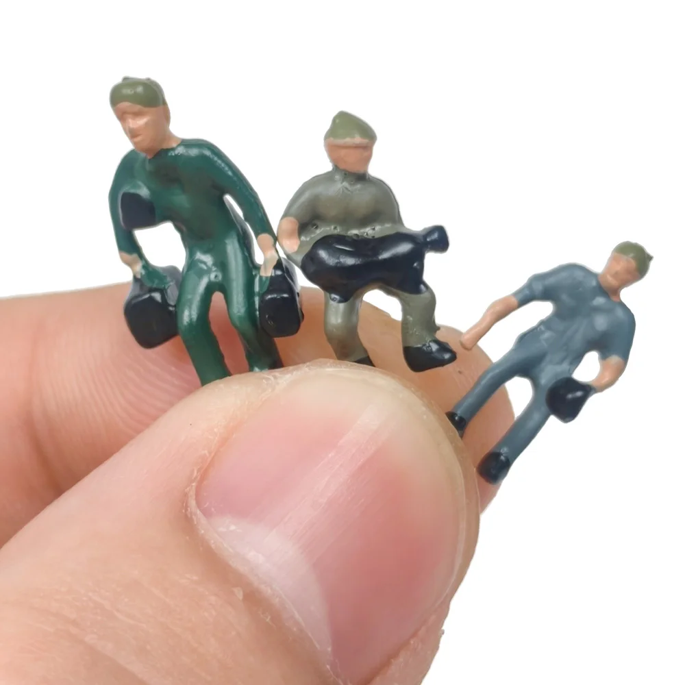 10개/세트 HO 1/87 스케일 미니어처 철도 작업자 모델 피규어 DIY 모델 제작용 장면 액세서리 랜덤 스타일