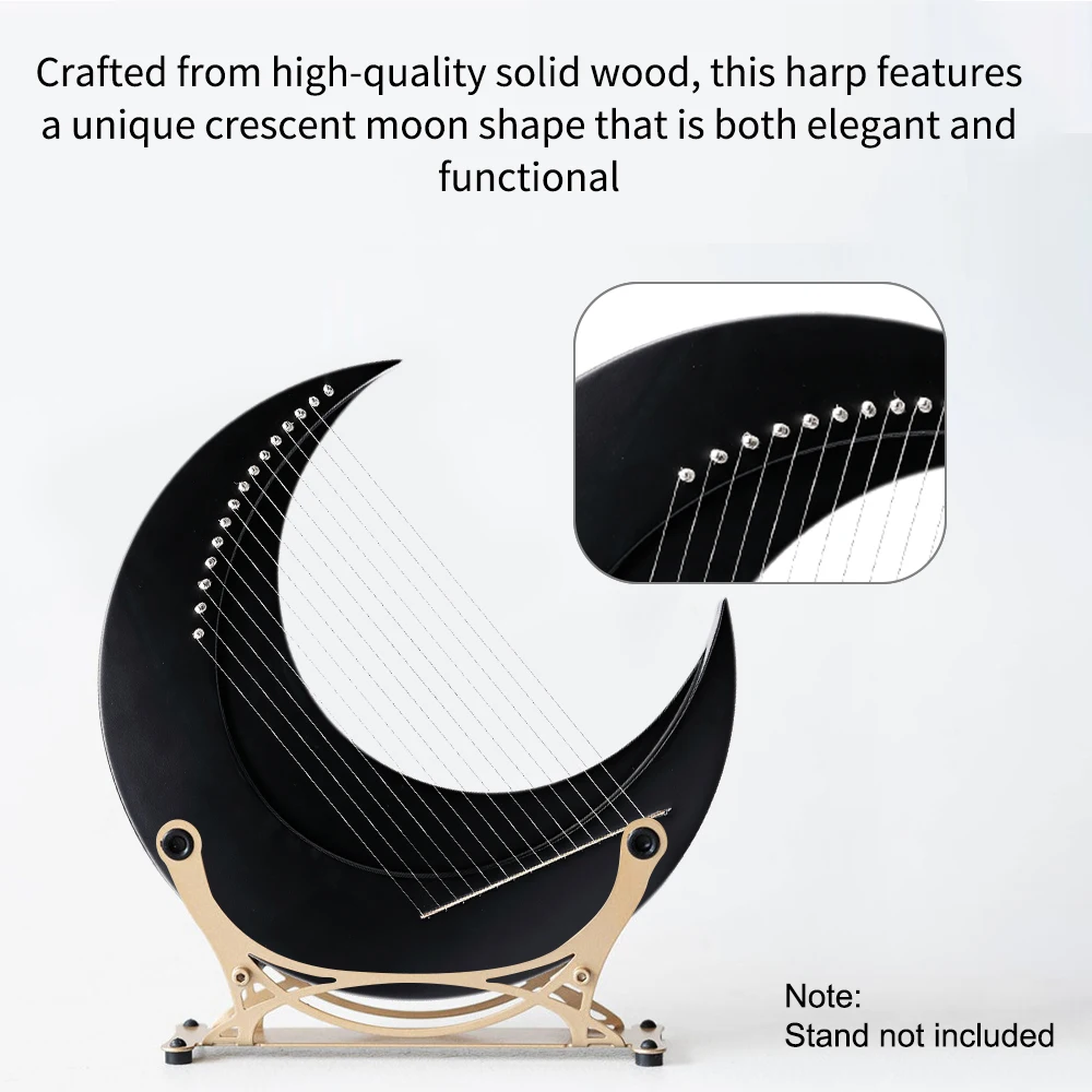 Lyre 15-string Crescent Moon Type Lyre C Key Harp Portable Steel Wire Strings Beginner Solid Wood Mini Stringed Instrument