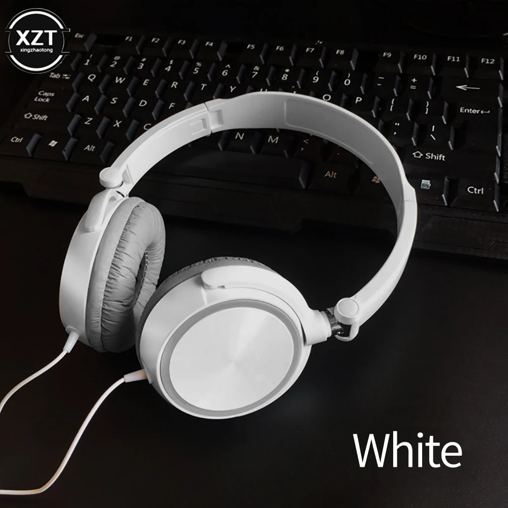 Wired Headphones Over Ear Headsets HD Sound Bass HiFi Sound Music Stereo Earphone Flexible Adjustable Headset for PC Phone 4