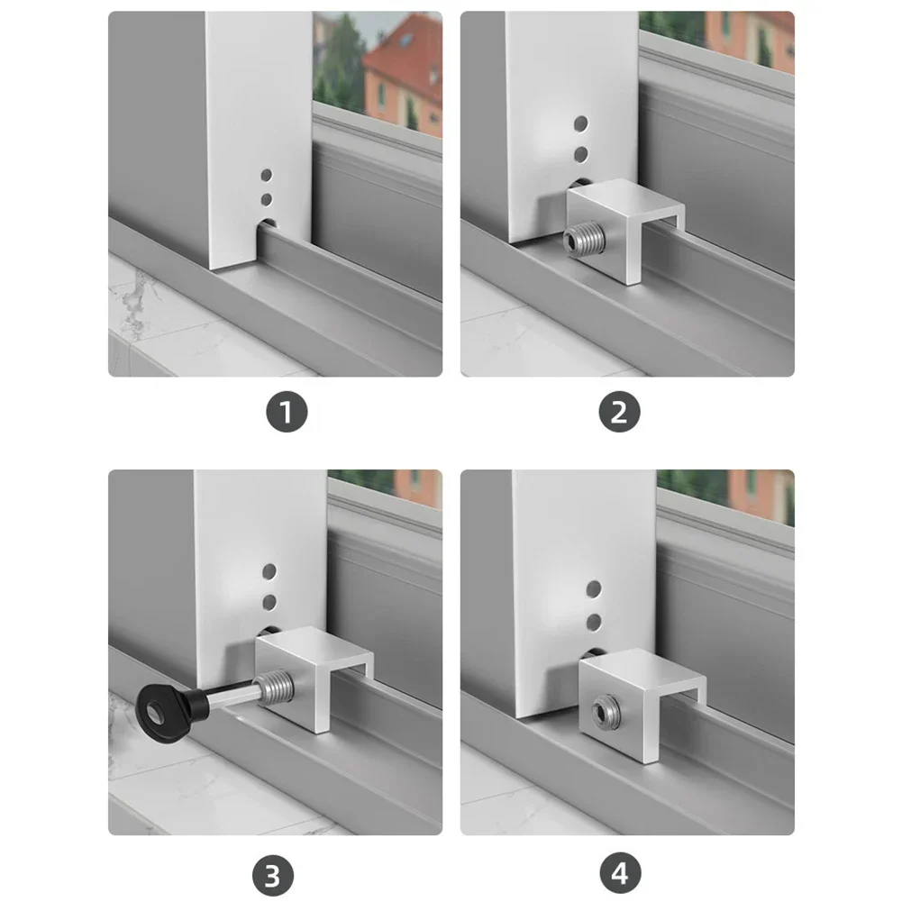 Description Picture 3 of itemNew 2Pcs Adjustable Window Lock Stopper Safety Locks for Kids and Pets Anti-theft Door Lock Non Punch Sliding Window Hardware