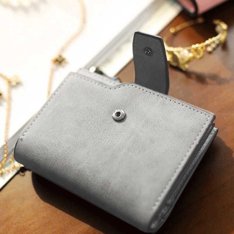 New Women's Wallet PU Leather Short Wallet Made of PU Leather Female Purses Card Holder Foldable Portable Lady Coin Purses 4