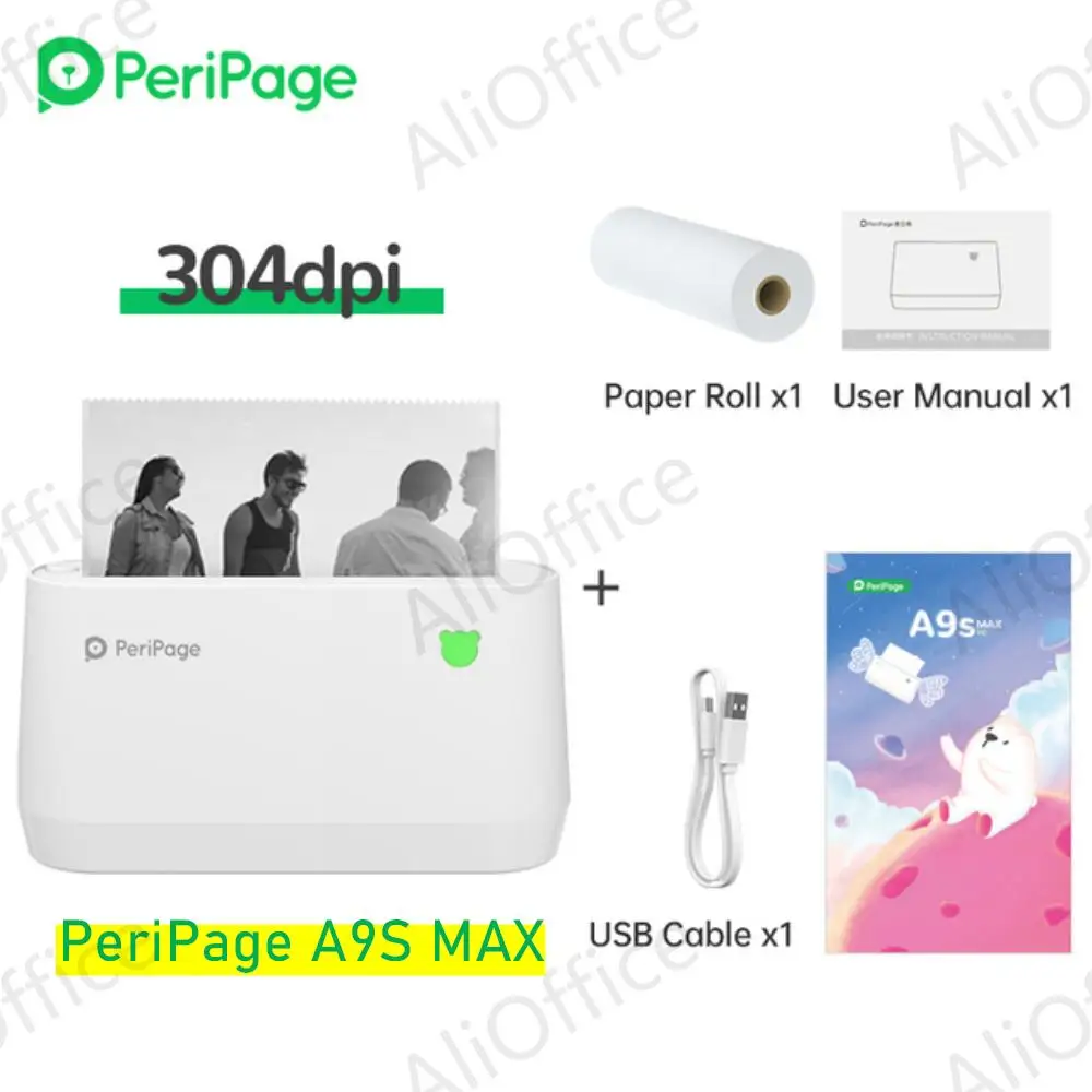 Peripage A9s Max 4" Mini Portable Thermal Printer Bluetooth Mini Photo Receipt Thermal Sticker Label 107mm Printer canon ivy mini photo printer Printers