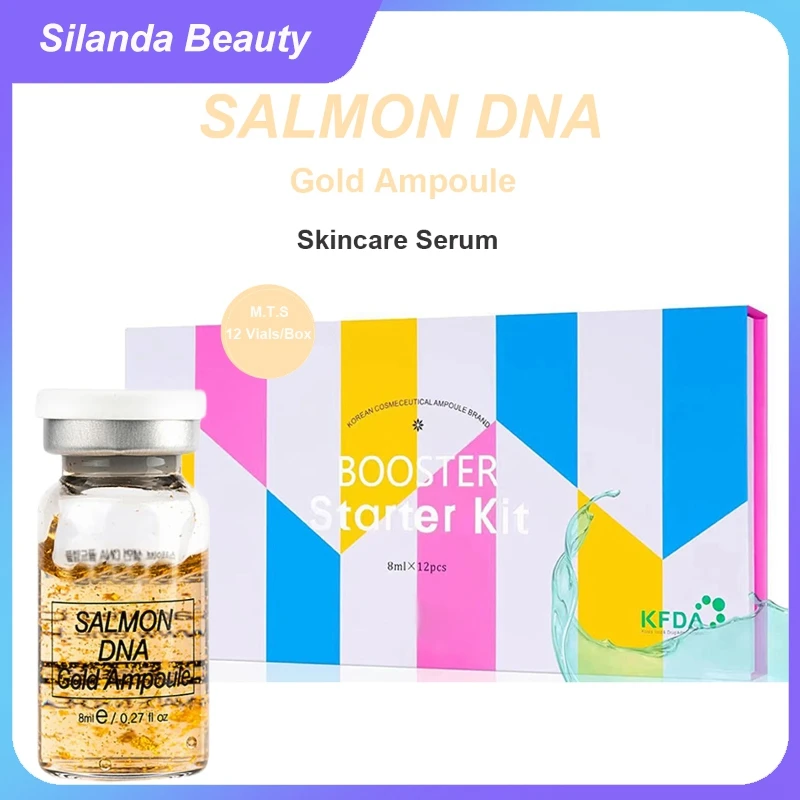 Korean Salmon DNA Gold Ampoule Skin Booster Serum Skincare Moisturizing Regenerative Brightening MTS Face Essence 12 Vials/Box ступень ametis spectrum salmon sr05 непол 30x120