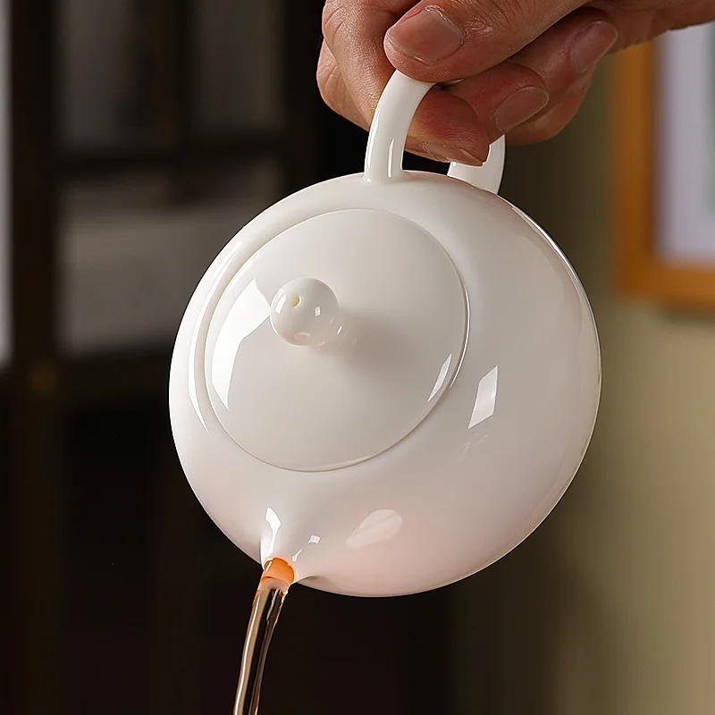 Teapot Suet Jade Porcelain Large Capacity Xishi Pot One Person Household Ceramic Tea Chinese Handmade Single Pot