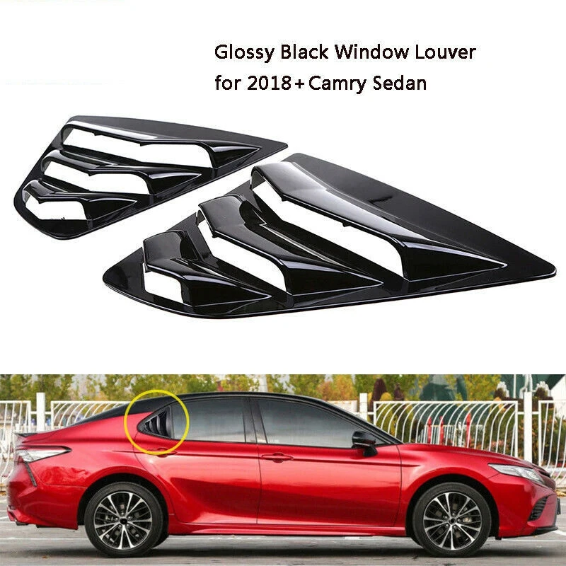 

Подходит для 2018-2020 Toyota Camry Sedan задние боковые оконные жалюзи солнцезащитные чехлы-глянцевый черный