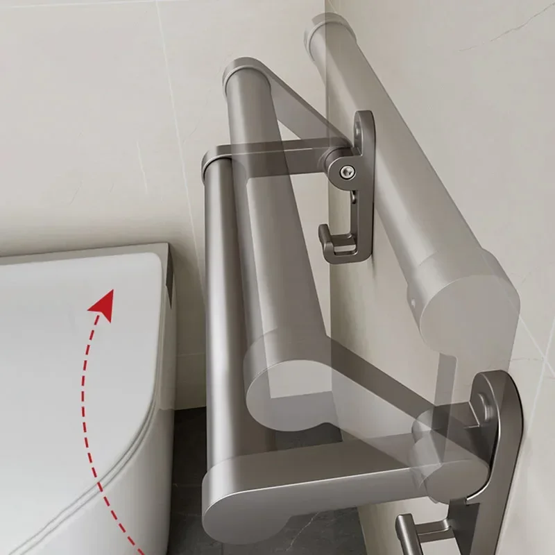 Bathroom Handrail Punch-Free Armrest Folding Bathroom Toilet Elderly Safety Toilet Armrests Railing Pregnant Women Non-Slip Handle