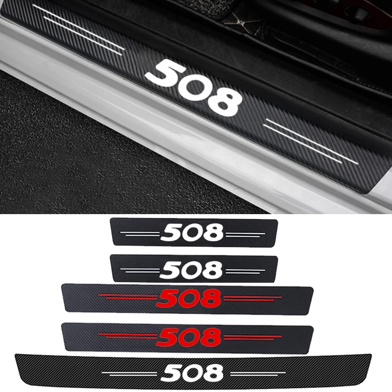 

Auto Carbon Fiber Tape for Peugeot 508 Entry Pedal Interior Anti Dirty Stickers Car Sill Kick Plate Protective Guard Accessories