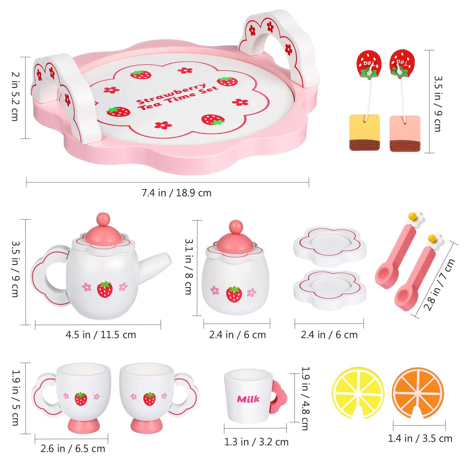 Wood Tea Sets for Kids Pretend Play Kitchen Toys Sets Wooden Teapot Tea Cup Toys for Toddlers tea set for kids 2