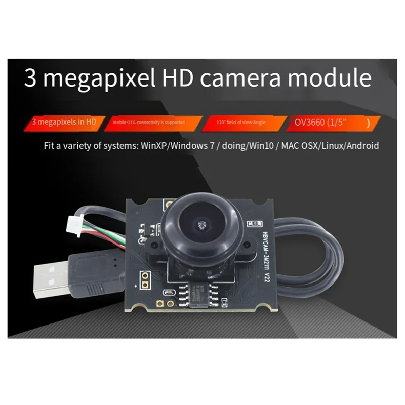 Y23A-OV3660 카메라 모듈 3백만 픽셀 USB 무료 드라이버 64도 광각 렌즈 지원 ATM 내구성 쉬운 설치용 OTG