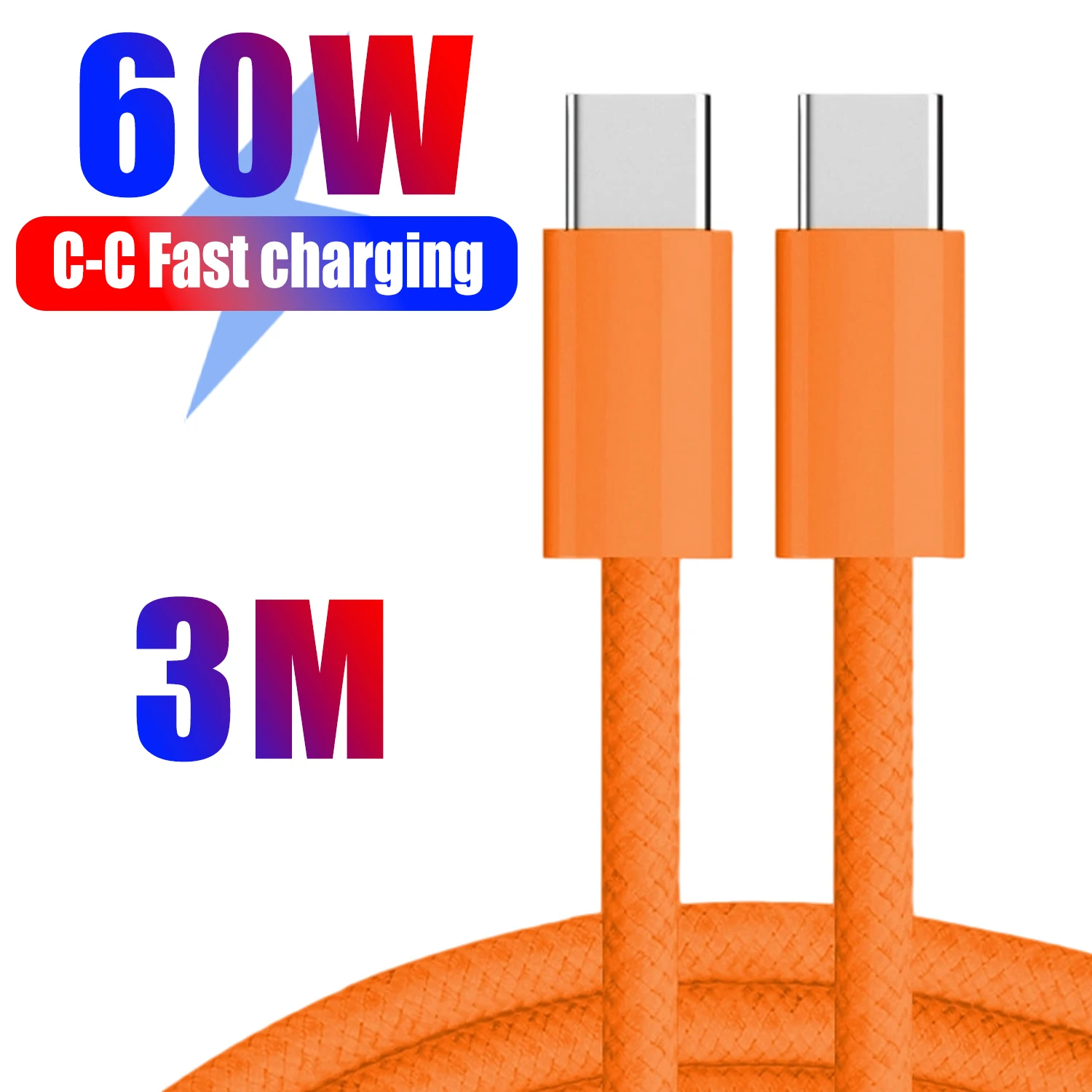 60W Fast Charging USB-C to USB-C Cable - Available in 1m, 2m, or 3m Lengths
