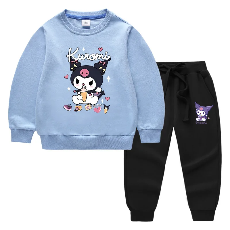 

Kawaii Sanrio Y2K Kids Trousers Autumn Sportswear 2Pcs/sets Anime Kuromi Boy Girls Casual Clothes Cartoon Girl Children Clothing