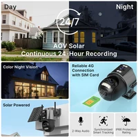 WONSDAR 4G SIM caméra solaire 24/7 enregistrement extérieur trois écrans caméra PTZ suivi automatique étanche batterie Surveillance iCSee 2
