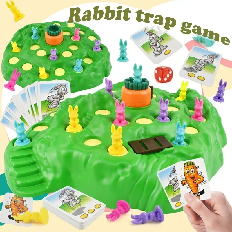 9Pcs Rabbit Trap Puzzle Toy Children's Dual Play Multiplayer Board Game Competition Parent Child Interactive Strategy Game