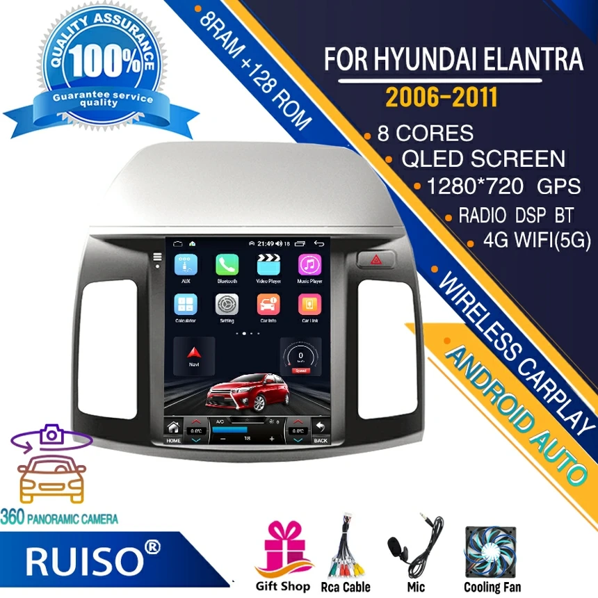 

RUISO FOR Tesla series car dvd player For HYUNDAI ELANTRA (2006-2011) car radio multimedia monitor 4G GPS carplay android auto