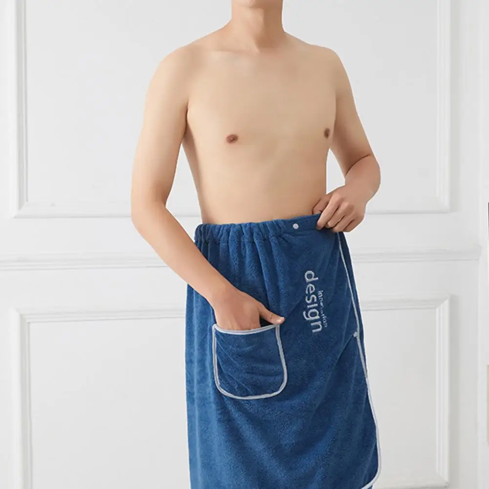 Soft Absorbent Men Towel Quick-drying Towel for Men Quick Dry Men's Bath Wrap with Secure Buckle Pocket for Gym Spa Sauna bath towel