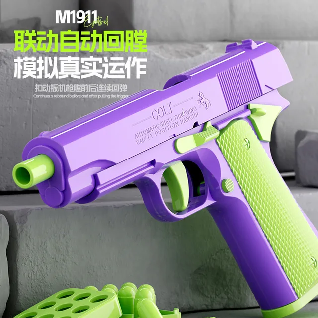 Stress Relief  Model Gun Continuous Throwing Hanging Revolver Launcher Toy Gun Outdoor Play Entertainment Kids Gift 3