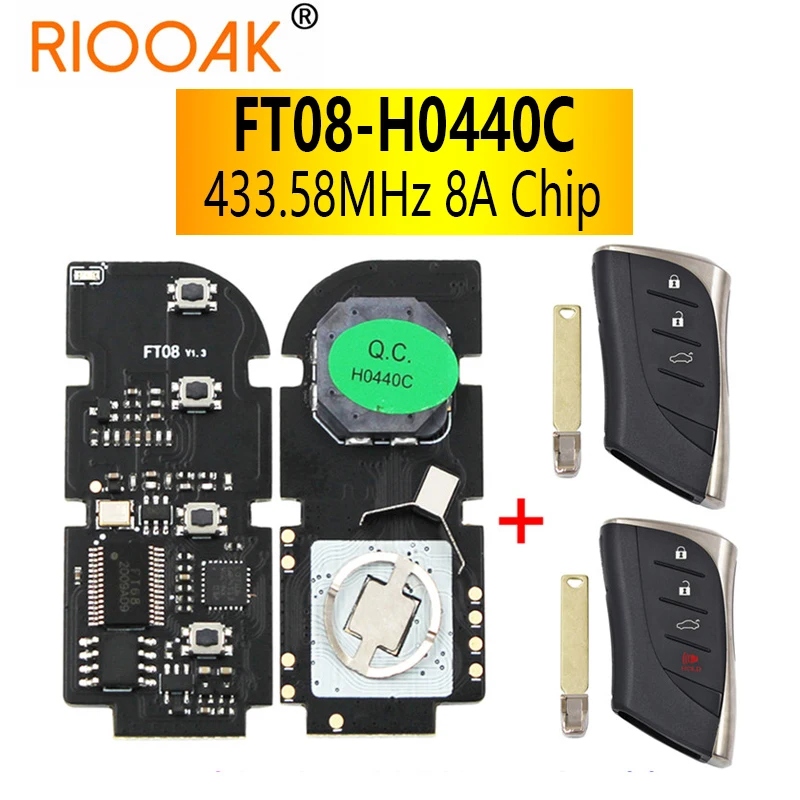 FT08-H0440C Keyless Go Smart Remote Car Key Board PCB 433.58MHz with 8A Chip for Lexus ES300h ES350 ES200 LS350