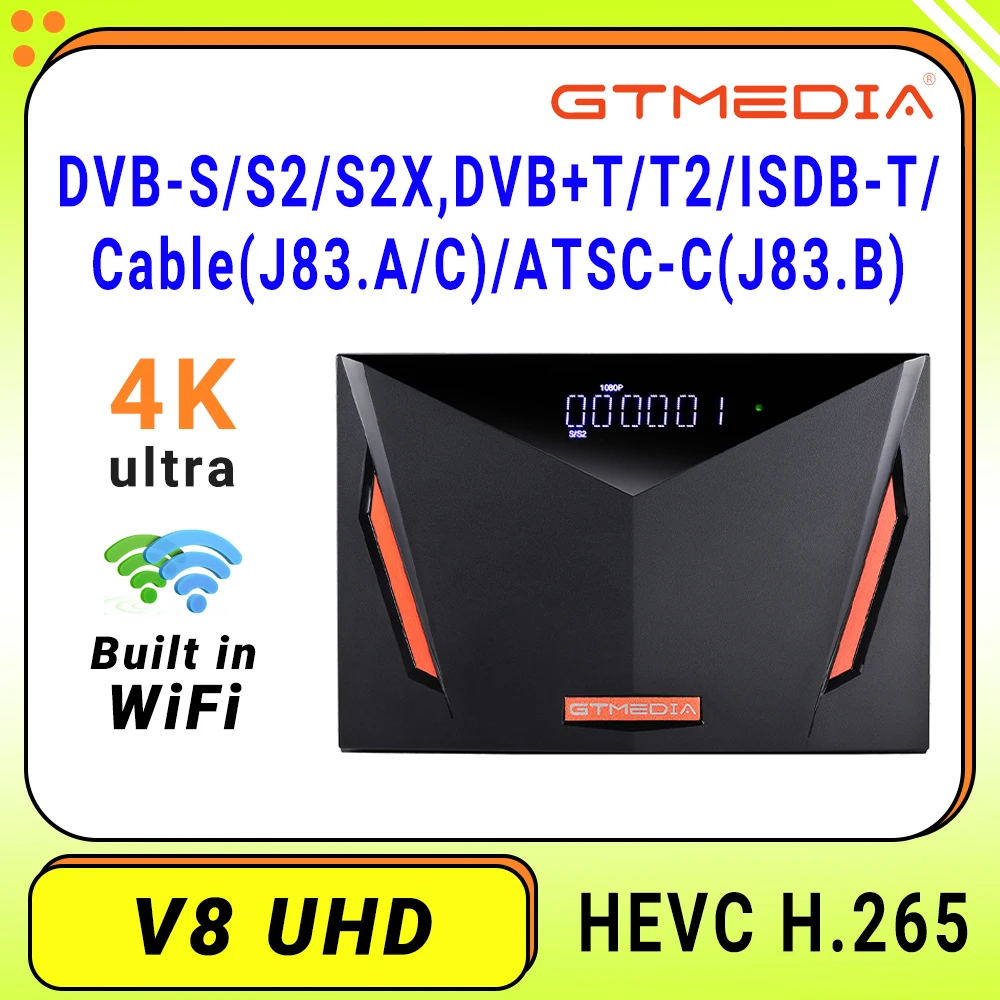 Produktbild von GTMEDIA V7Pro HD Receiver – DVB-S2/S2X/T2 Satellit & Terrestrisch, Mit WIFI, 1080p, 1 Jahr Garantie