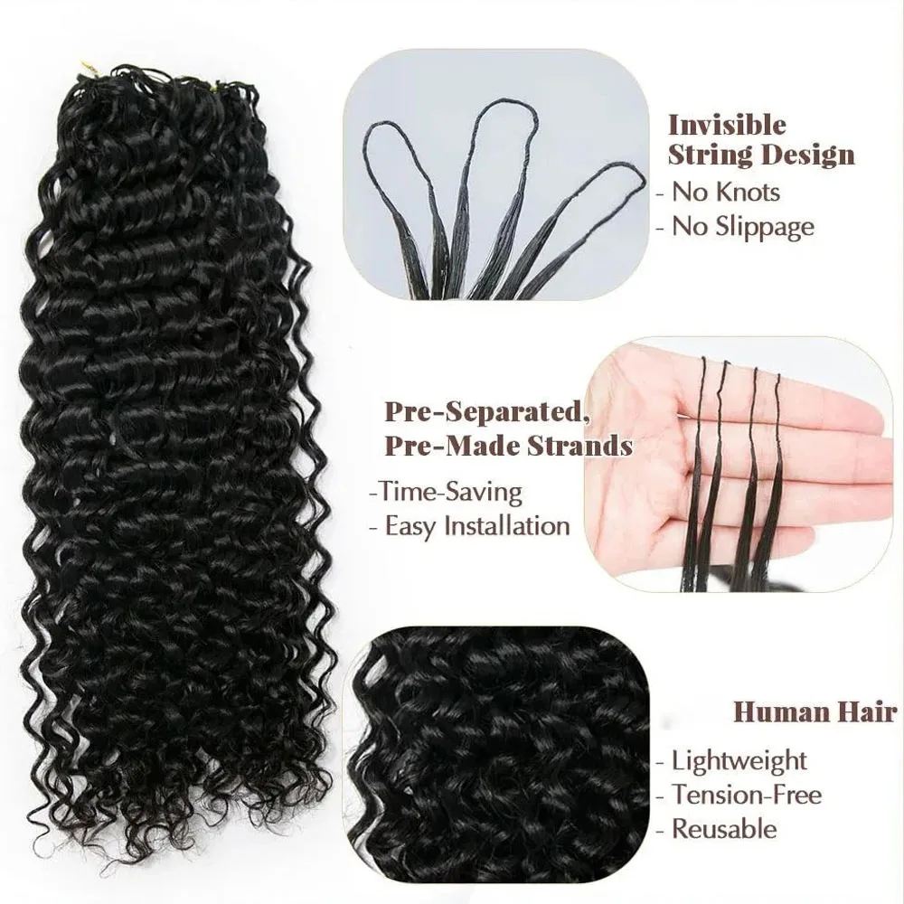 Curly Crochet Hair Pre Separated Knotless Human Hair Deep Wave Curly Bundles Crochet Human Hair Extensions For Black Women 4
