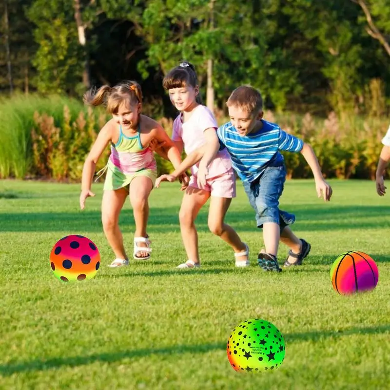 6 Inch Playground Ball Colorful Inflatable Beach Balls Rainbow PVC Sports Kickball Kids Handball Indoor Outdoor