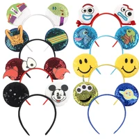 Disney Festival Party Cosplay Mouse Ears Headband 3.3" Ears Glitter Hairband Without Bow For Boys DIY Cartoon Hair Accessories