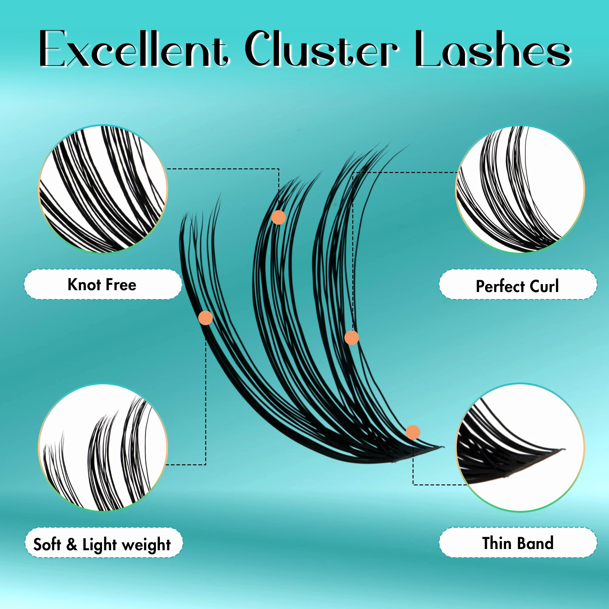 Description Picture 3 of itemGemerry Cluster Lashes 280 pcs Individual Lash Extensions 40D/50D/60D/80D/100D Soft&Natural DIY False Eyelash