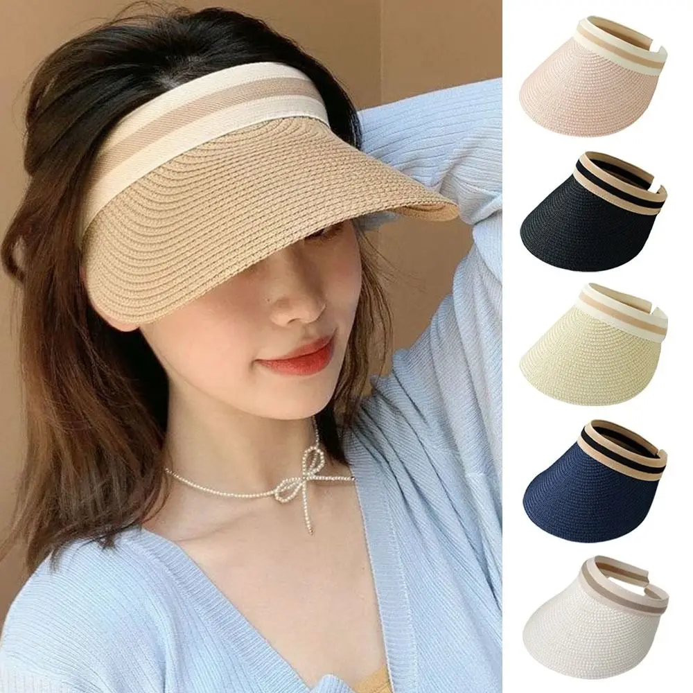 

Summer Wide Brim Portable Anti-UV Beach Hat Straw Cap Sun Hat Visors