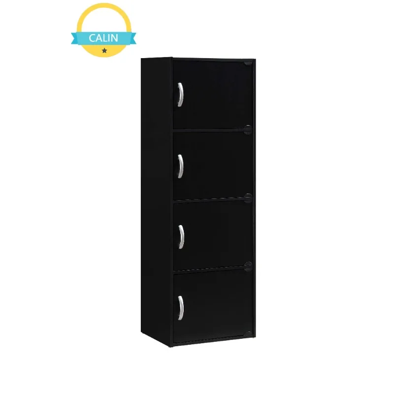 

Hodedah 4-Shelf, 4-Door Bookcase in Black