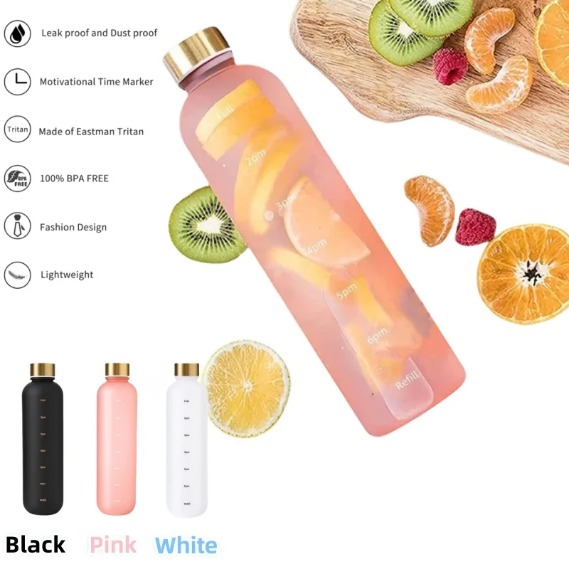 Motivational Leakproof Frosted Sports Bottle - 1000ML BPA-Free