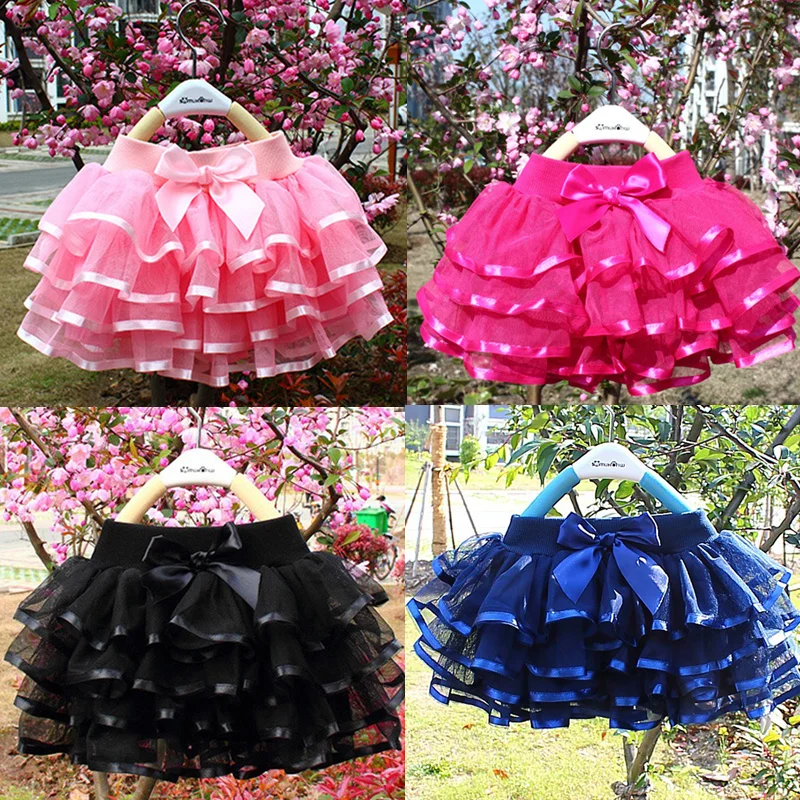 Baby Girl Tutu Mini Skirt Kids Princess Rainbow Pettiskirts Bow Dresses Girls Ballet Dance Skirts Ball Gown Children Clothes ballet tutu skirt children skirts