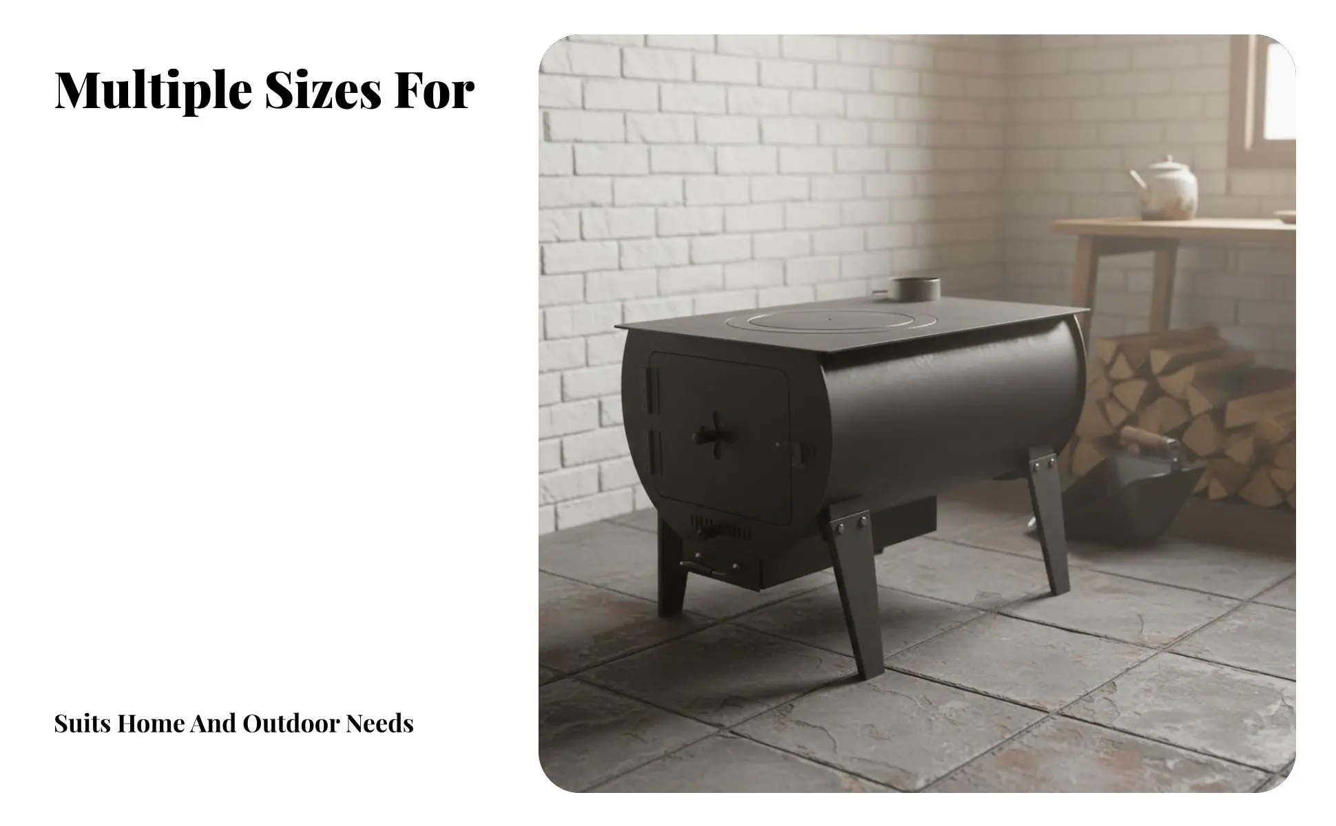 Smokeless Heating Stove, Indoor & Outdoor Wood Burner, Rural Home, Large, Fast Heating, Metal