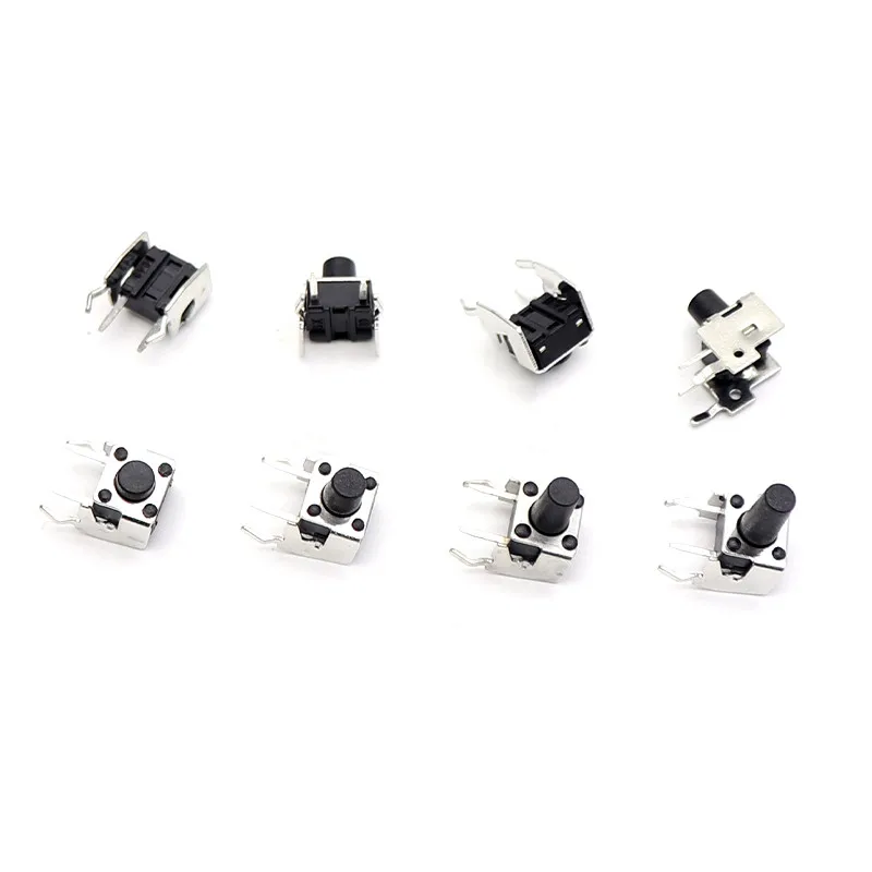 PCB 순간 촉각 푸시 단추 스위치, 스텐트 포함 직각, 화이트 박스, 6x6x4.3, 5, 6, 7, 8, 9, 10, 12mm, 80 개/로트