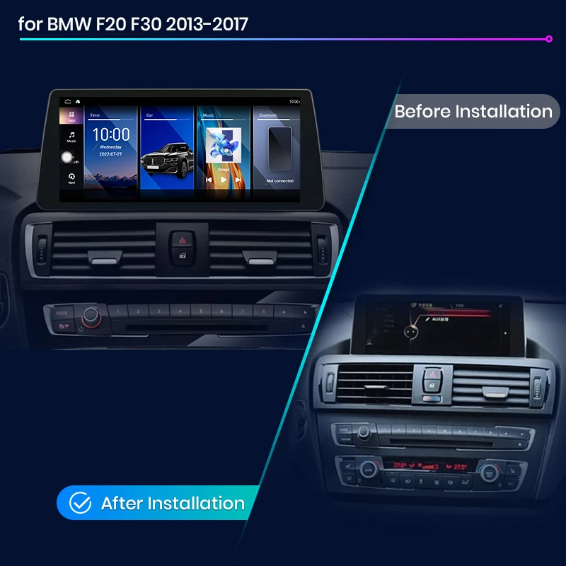 Radio de Coche Junsun con CarPlay Inalámbrico y Android Auto para BMW F20 F21 F22 F30 F31 F32 F33 F34 F36 2012-2017, Sistema Inteligente Estéreo 2
